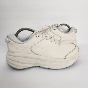 Hoka Bondi SR Womens Size 10 Beige Cushioned Leather Slip Resistant Sneakers